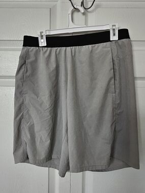 Reebok Light Gray Athletic Shorts with Black Waistband